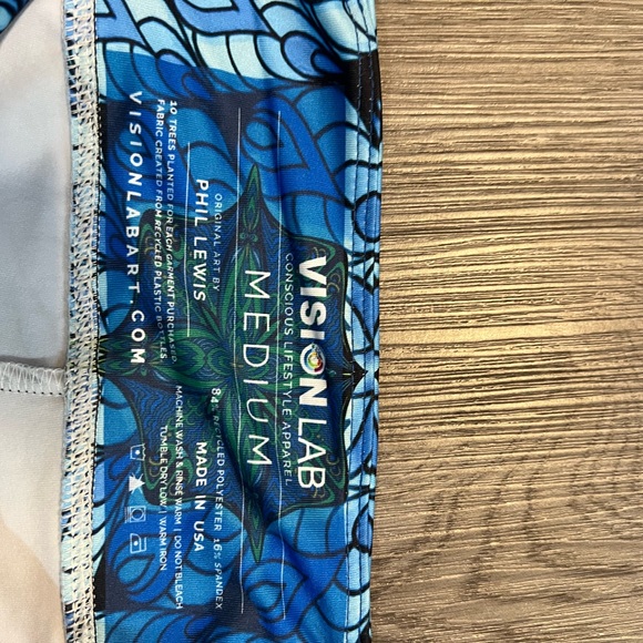 Vision Lab Art Phil Lewis RARE! Leggings Blue Mystic Cosmo Yoga Sz M - Picture 4 of 5